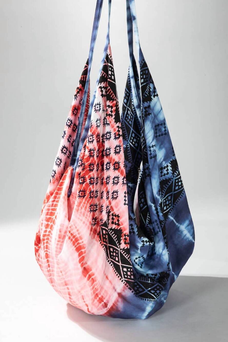 NEW URBANISTA women's hand block print cotton tote bag in american pie